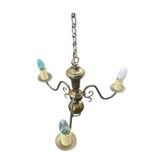 Dutch chandelier with 3 brass branches
