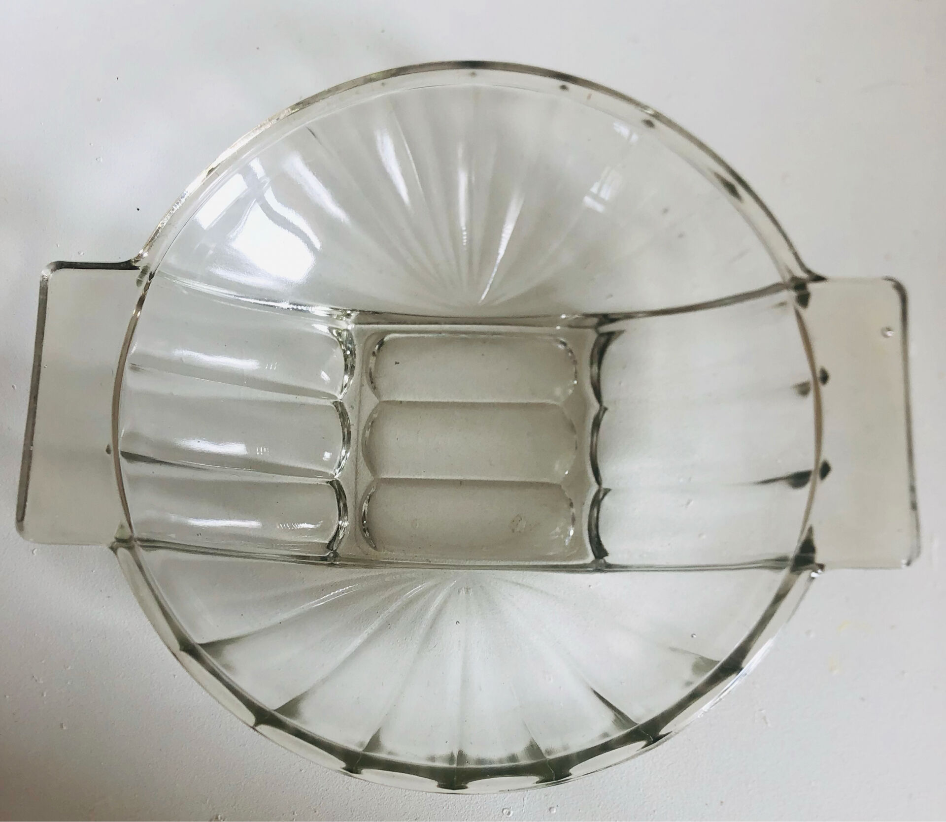 Art Deco pressed moulded glass bowl made in France