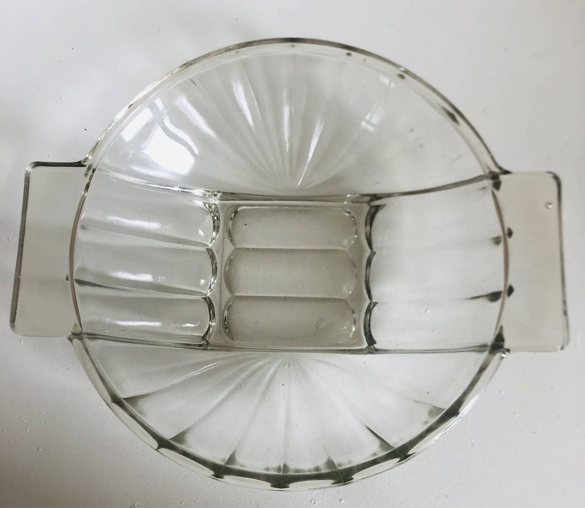Art Deco pressed moulded glass bowl made in France