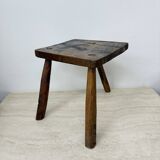Brutalist solid wood side table , 1970s