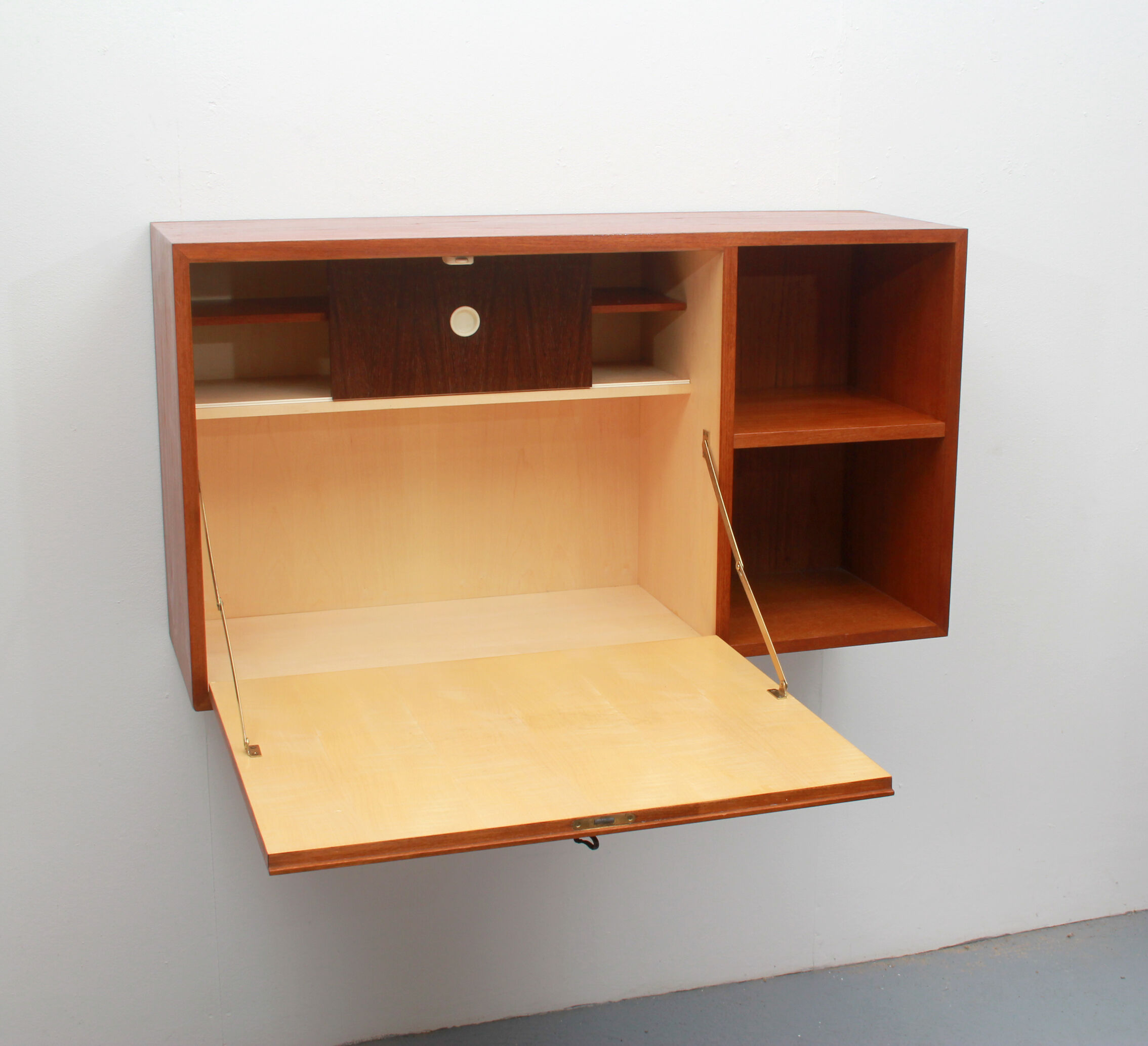 1960s floating wall secretary in teak