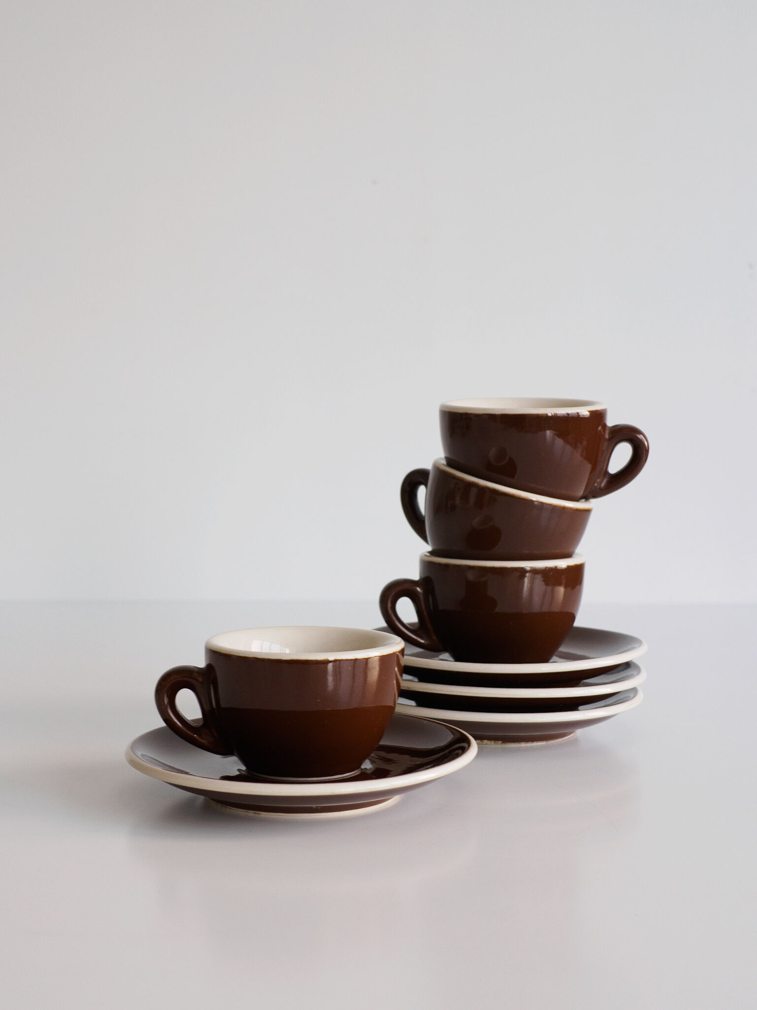 ACF chocolate brown espresso cup duo