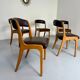 Set of 6 Baumann curved wood and imitation leather chairs, gondola model, 70s
