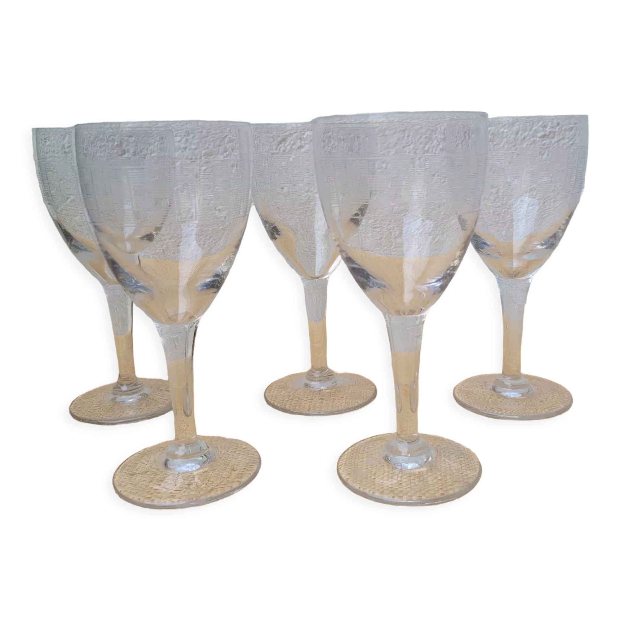5 chiseled glass stems 1950