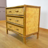 Bamboo & rattan chest of drawers vintage 1970