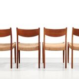 Set of four teak and papercord Marten Franckena chairs for Fristho