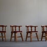 Set of 4 modern Norwegian armchairs by Krogenæs, solid pine, 1950s.