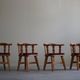 Set of 4 modern Norwegian armchairs by Krogenæs, solid pine, 1950s.