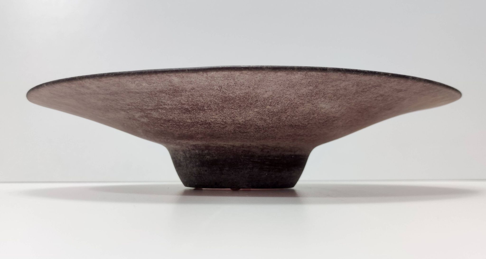 Postmodern Brown Scavo Glass Trinket Bowl or Centerpiece, Italy