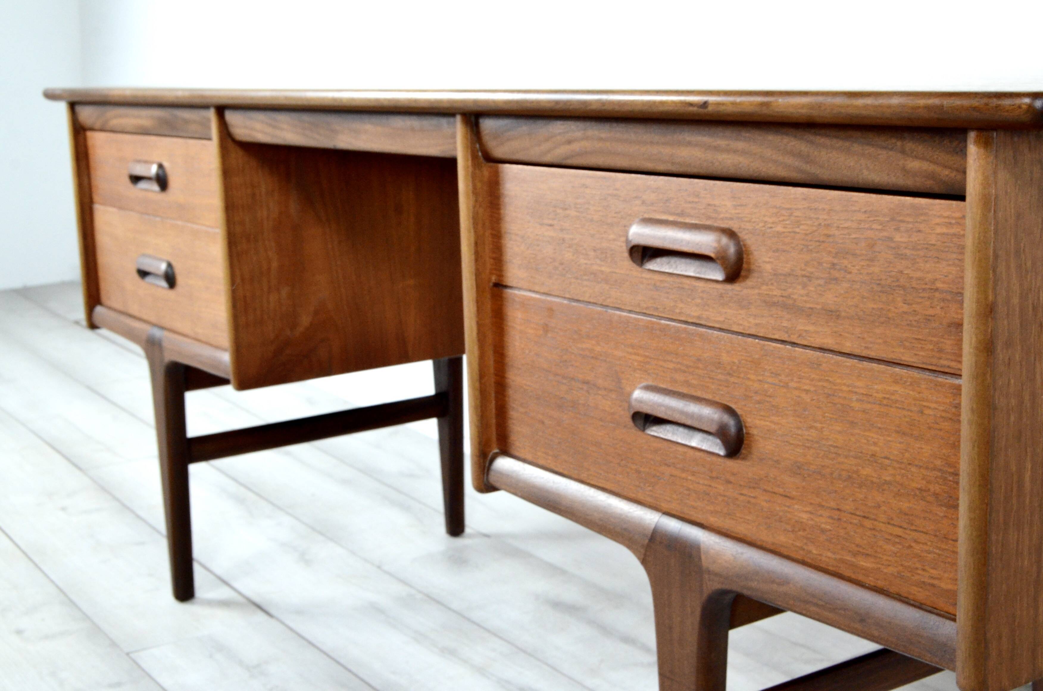 Midcentury Afromosia Desk From A. Younger Designed By John Herbert. Vintage