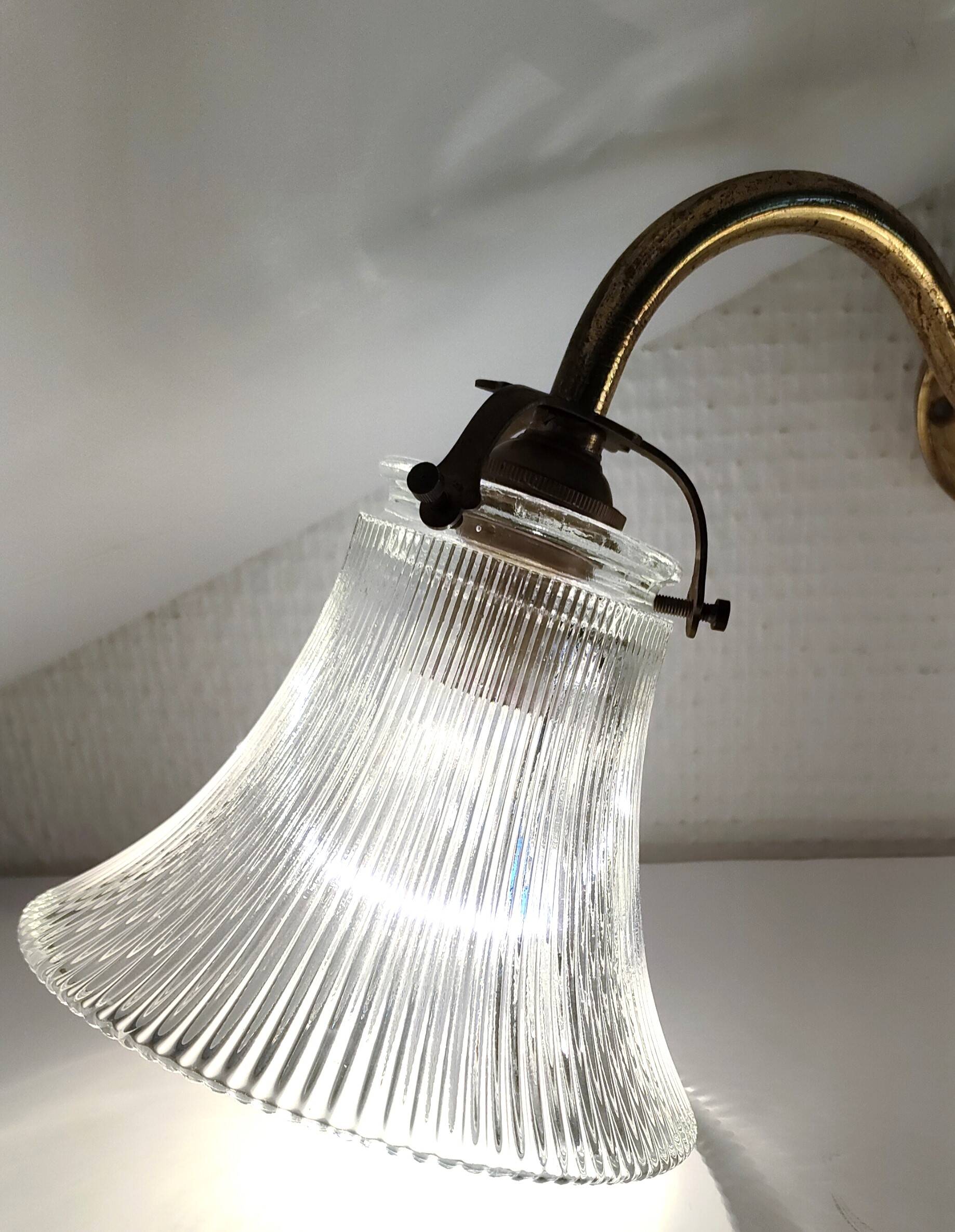 Double gilded bronze and glass wall lamp 1900