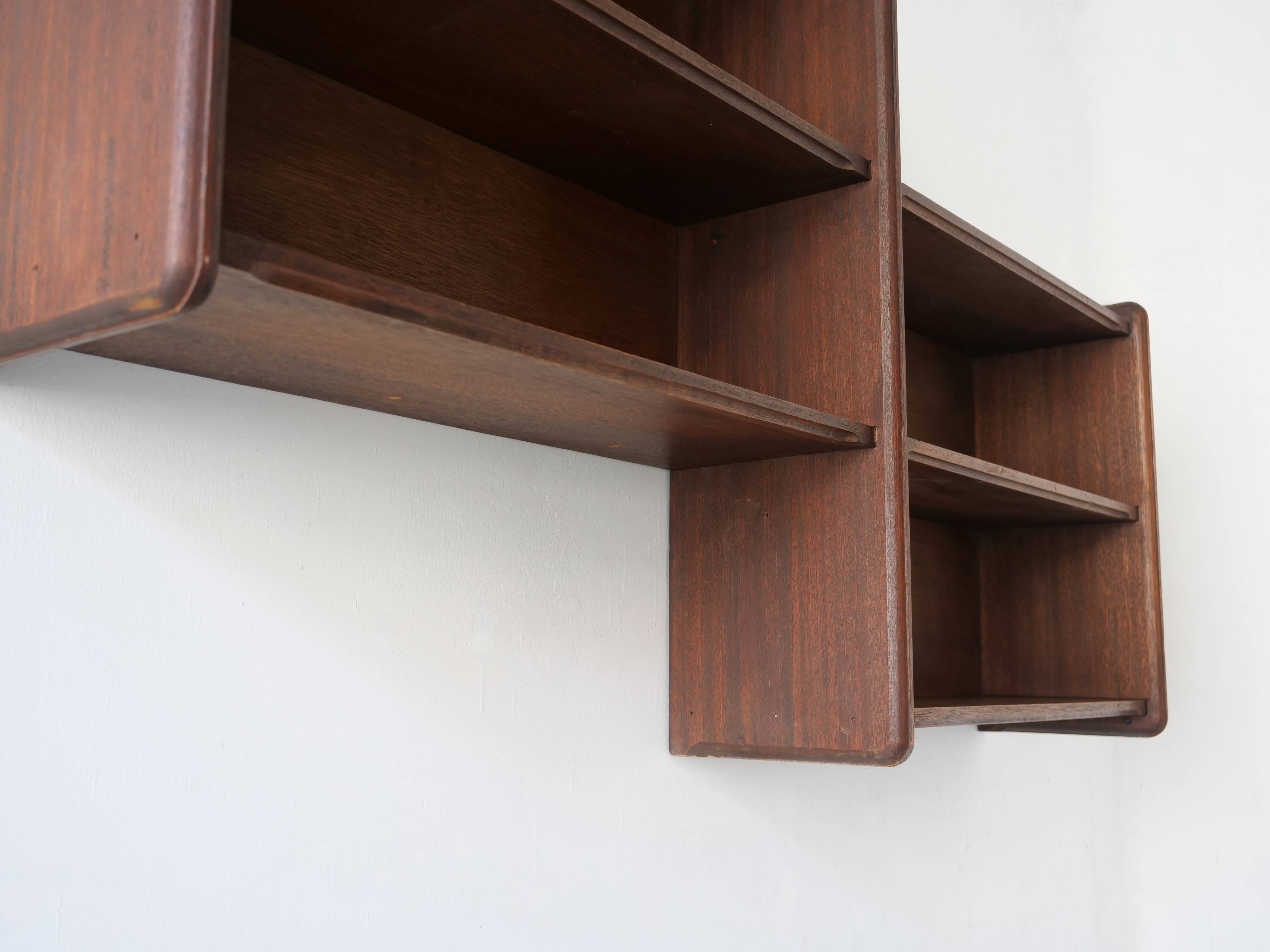 Art deco wall shelf in solid wood
