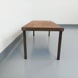 Vintage rectangular coffee table by Jean Jaffeux in steel and ceramic from the 60s