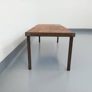 Vintage rectangular coffee table by Jean Jaffeux in steel and ceramic from the 60s
