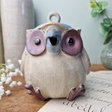 Terracotta owl-shaped teapot by vintage Ibuki Japan