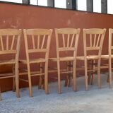 Set of 5 rustic straw chairs