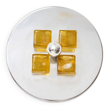Chrome and Murano glass wall light, Albano Poli, Poliarte, 1970s