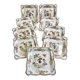 9 old square plates for cake, dessert, and aperitif from Longwy Moustier.