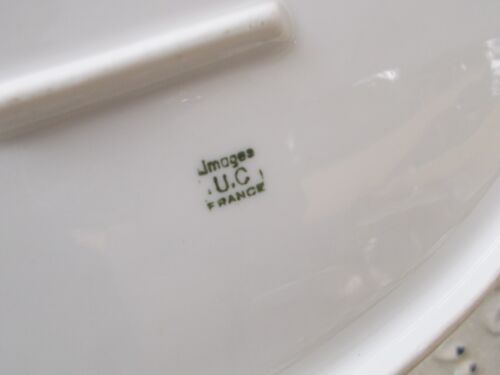 Vegetable and its dish Limoges porcelain blue and gold fillet