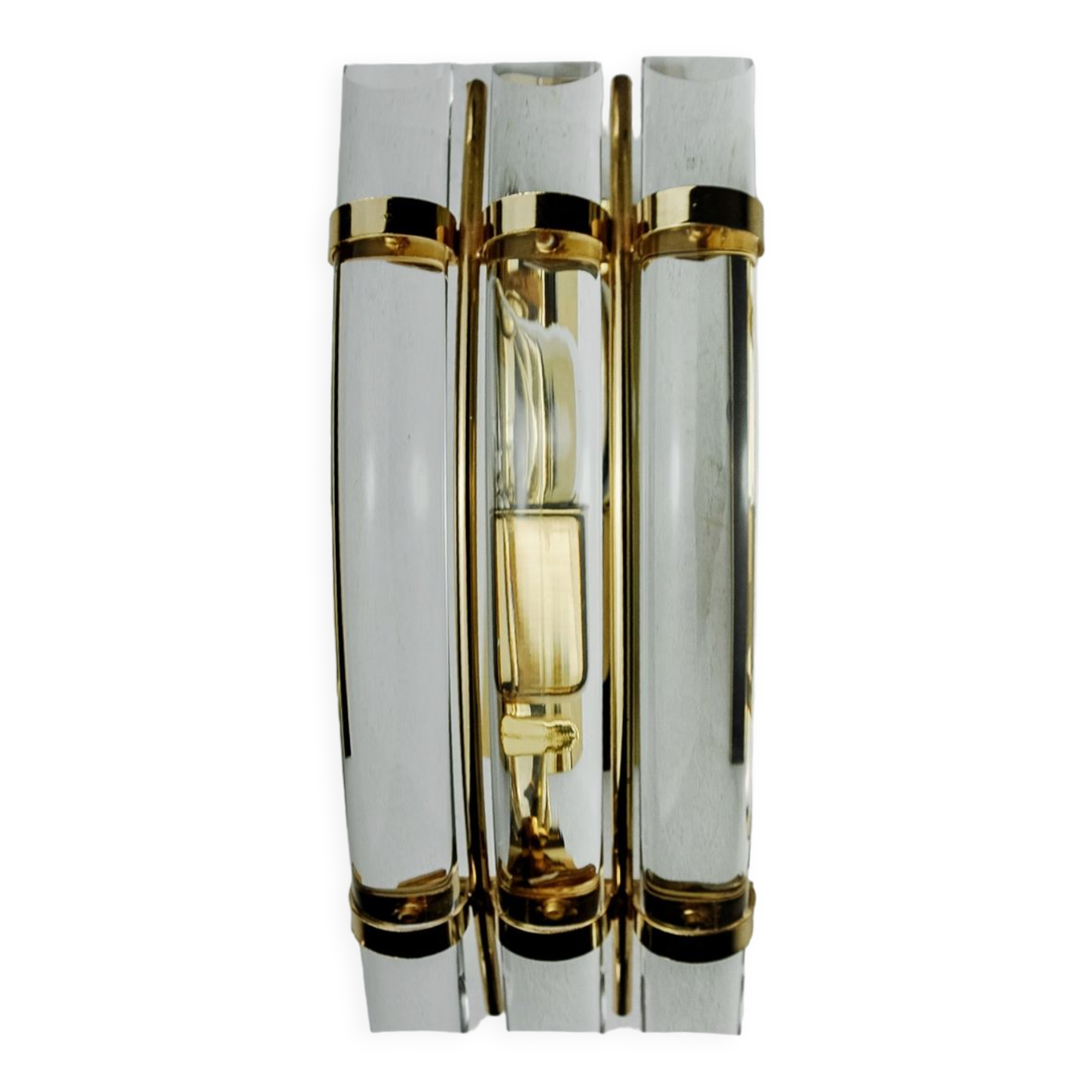 Venini wall lamp, half-moon curved glass, murano, italy, 1970