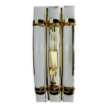 Venini wall lamp, half-moon curved glass, murano, italy, 1970
