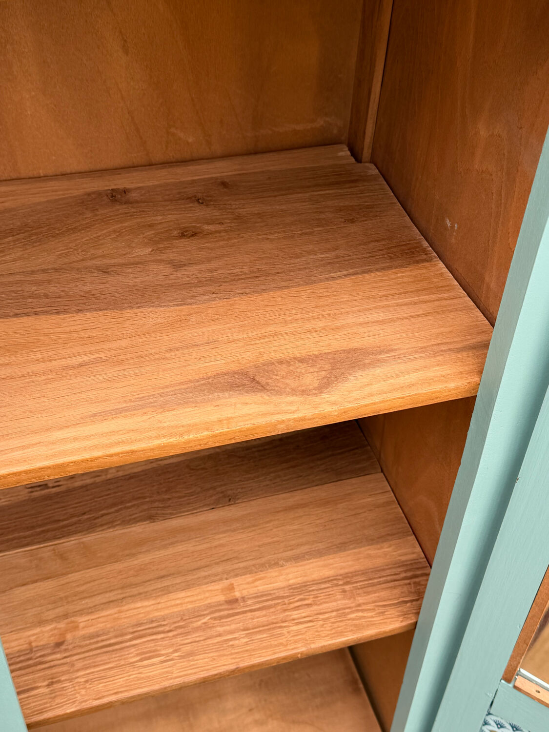 Vintage grey-green glass cabinet from the 1960s.