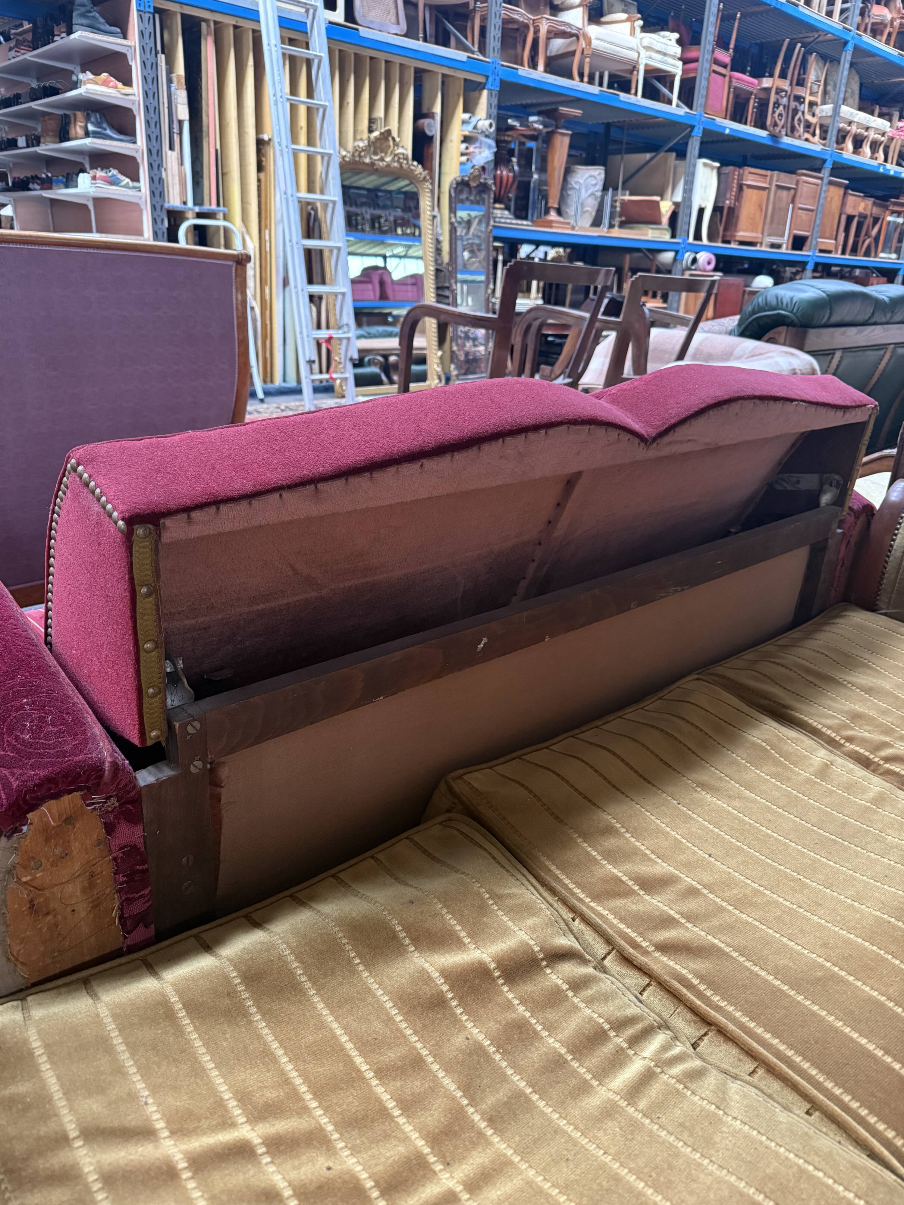 Art Deco club sofa that converts into a bed