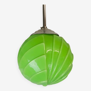 Art Deco style green opaline globe hanging lamp 1960s