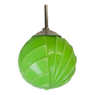 Art Deco style green opaline globe hanging lamp 1960s