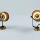 Pair of Vintage Gold-Toned Tube-Style Wall Spotlights With Patina