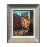 Painting Rue de l'école de Médecine Pierre Catton (1903) with frame