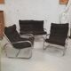 Canape set and pair of vintage 70s chrome tubular armchair