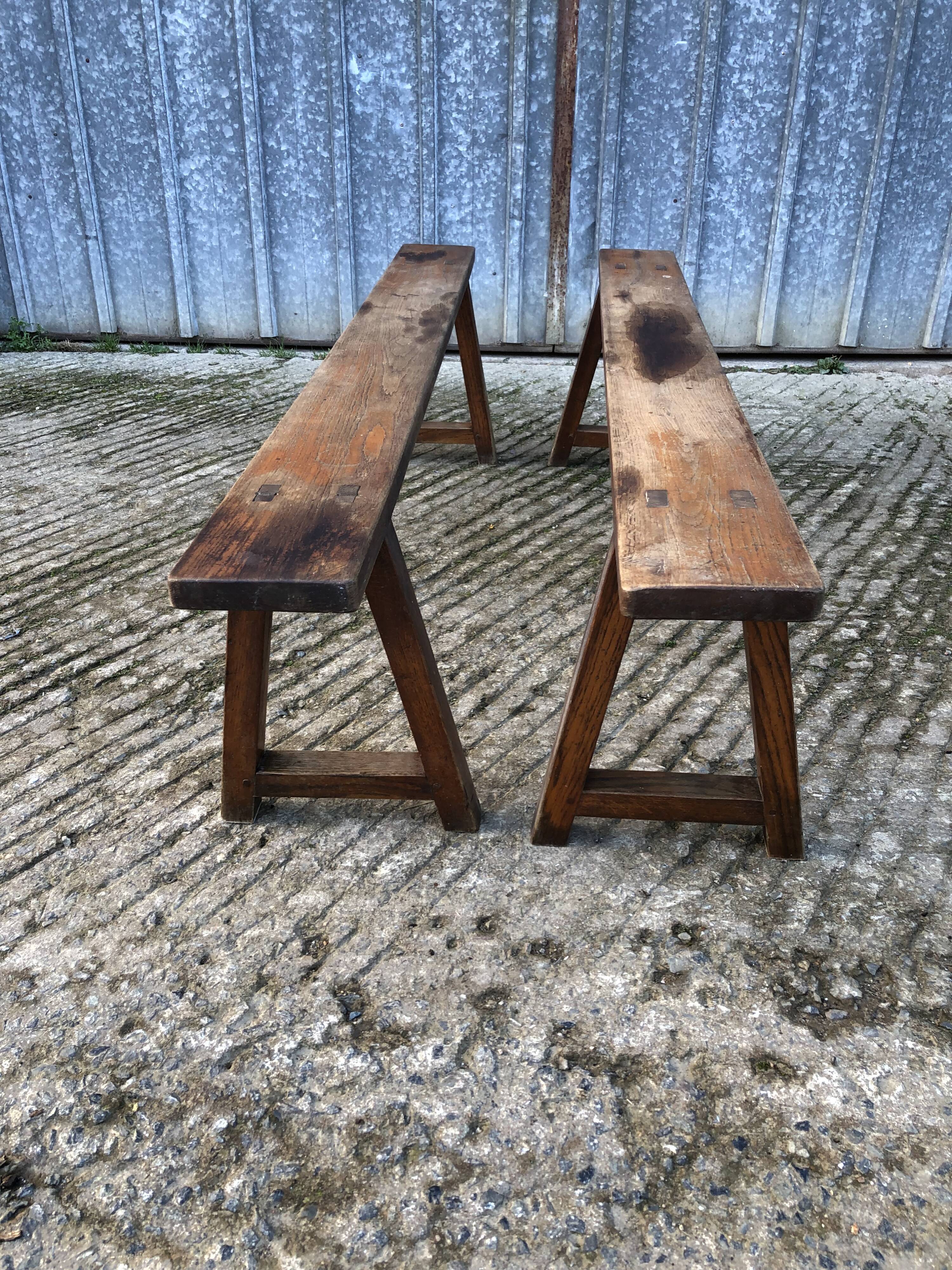 Pair of antique oak benches