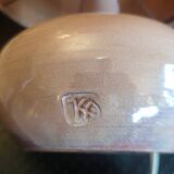 Ceramic lamp and its silk lampshade painted around 1970