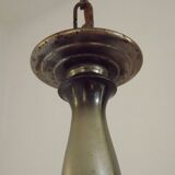 French Vintage Two-Tone Silver Metal 6-Light Flemish Chandelier with Red Drips