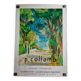 Affiche lithographie originale vintage d'après Paul Collomb, le chemin de la mer, 1985, 54 x 75 cm