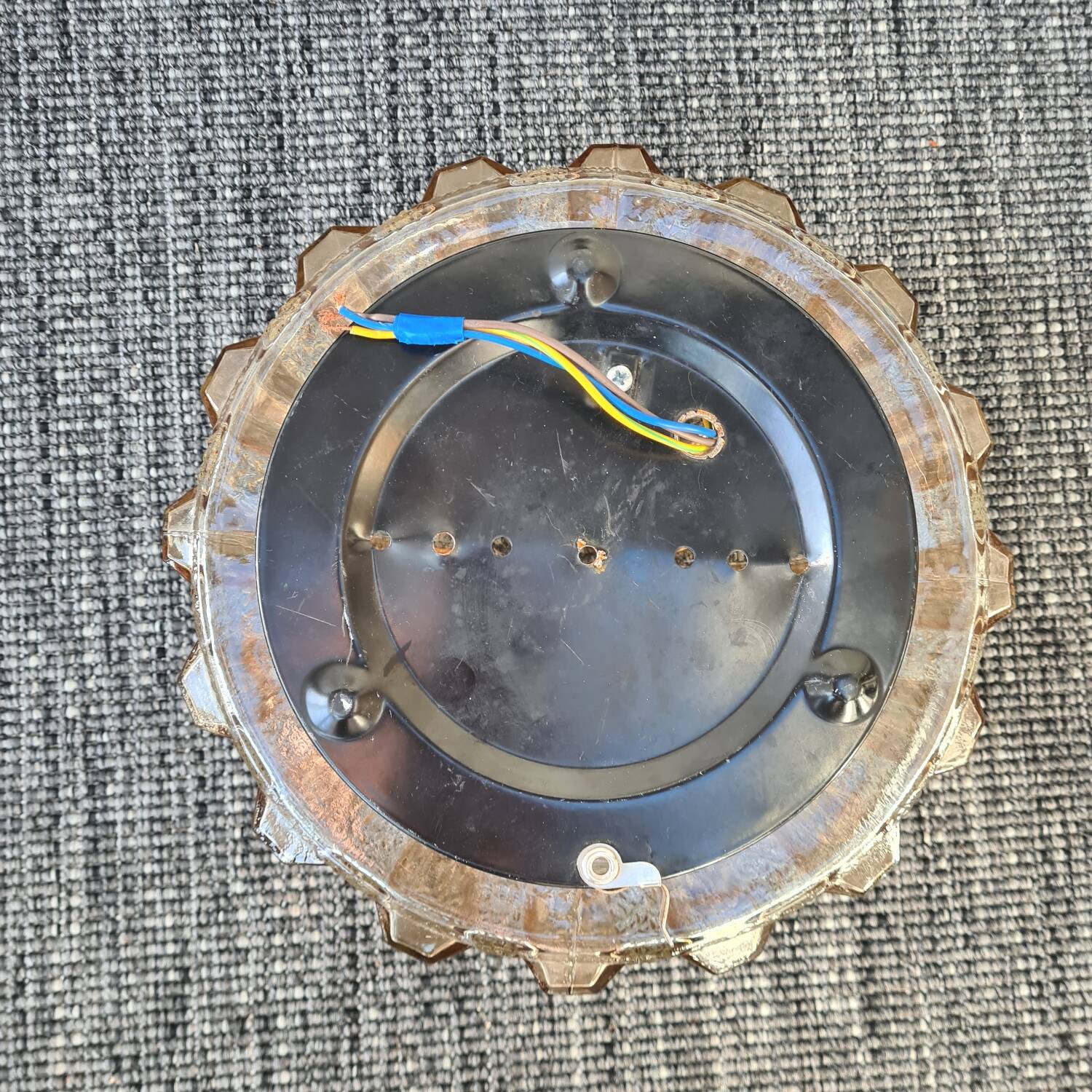 Old smoked glass ceiling light: vintage 1970