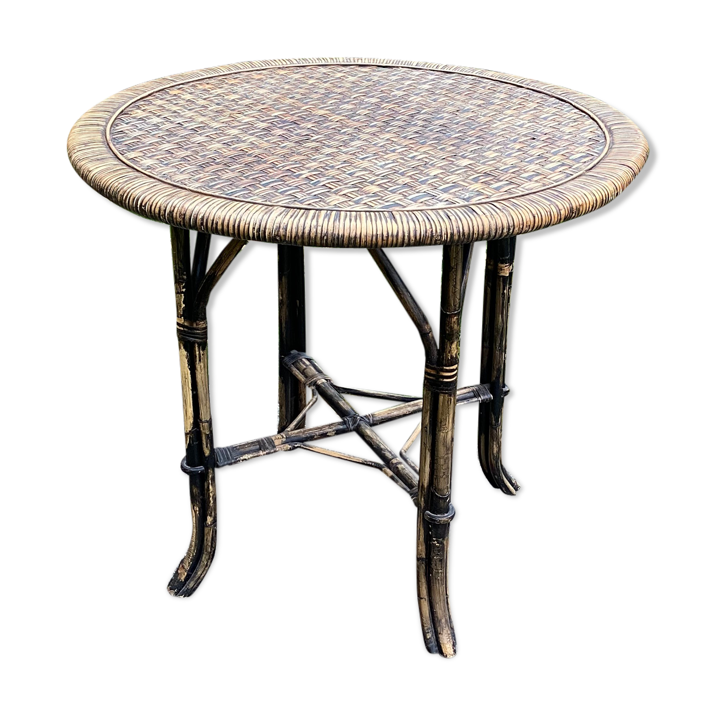 Table in rattan and vintage bamboo