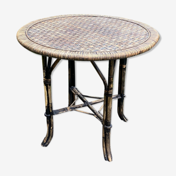 Table en rotin et bambou vintage