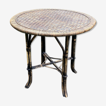 Table in rattan and vintage bamboo