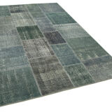 Hand-knotted oriental overdyed 171 cm x 243 cm grey patchwork carpet