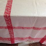 Red and white damask tablecloth