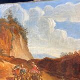18th century oil painting on canvas with young peasant girls