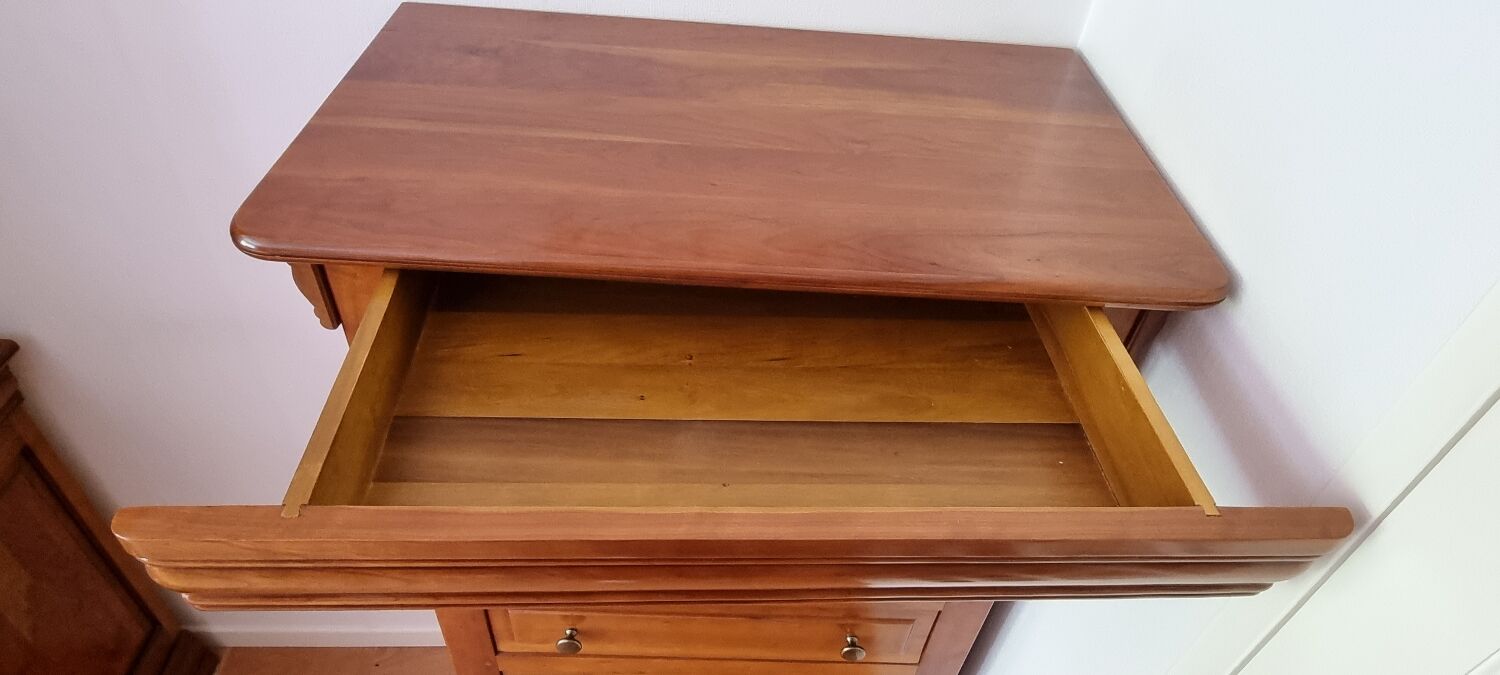 Louis philippe merisier massif style weekly chest of drawers