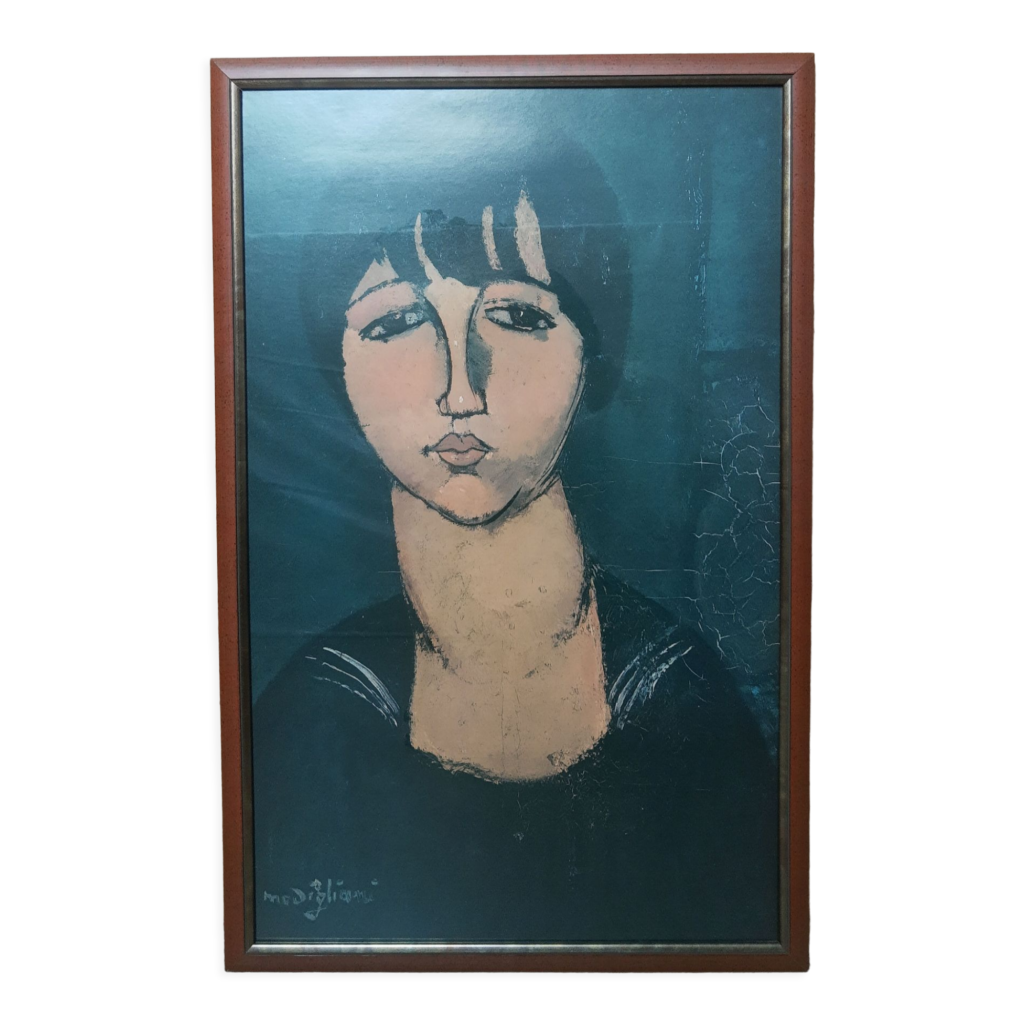 Portrait woman illustration Italian painter Amedeo Modigliani