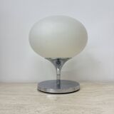 Lampe Space Age en verre opalin, acier chromé et fonte par Kaiser Leuchten,