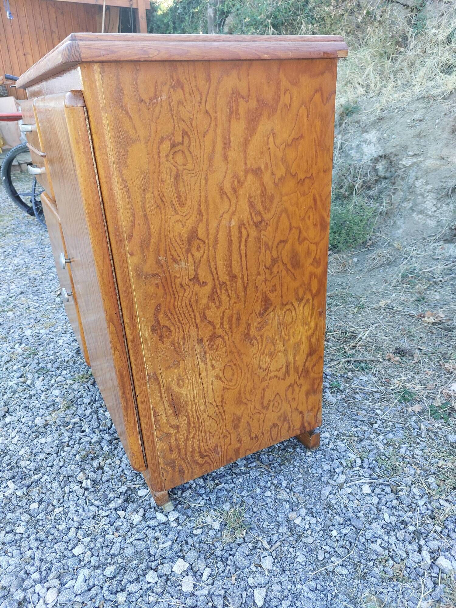 Mado buffet, asymmetrical doors, metal, floral top, vintage
