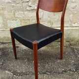 Vintage Scandinavian chairs in wood and leatherette restored