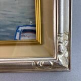 Small port town Oil on canvas