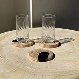 Set of 3 fossilized wood coasters (clear)